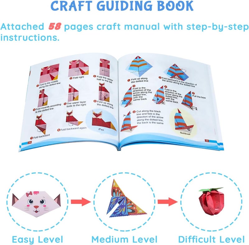 NISCHA Origami Kit for Kids Ages 5-16, 108 Sheets with 54 Patterns & Instruction Book | Origami Paper Kit for Beginners & Advanced | Arts & Crafts Toys for Girls & Boys Ages 8-12 | Birthday & Christmas Gifts - Image 3